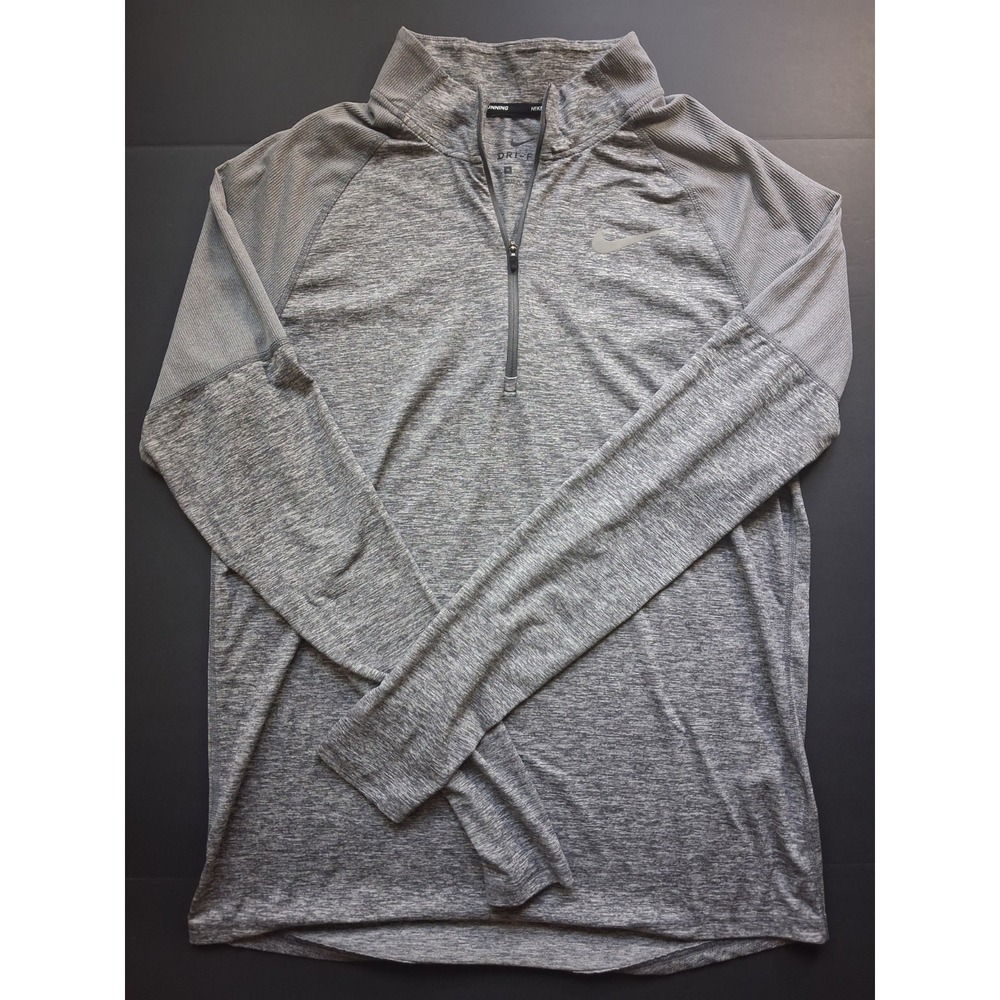 Nike Dri-Fit Element Half-Zip Long Sleeve Running Top - Heather Gray Mens M
